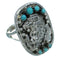 Genuine Sterling Silver Jewelry Turquoise Eagle Ring Size 6-1/2 RX85657